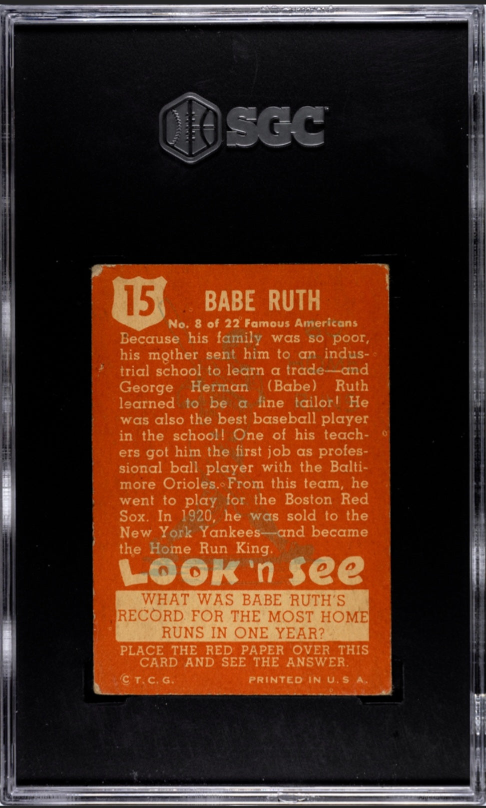 1952 Topps Babe Ruth - Look 'N See #15