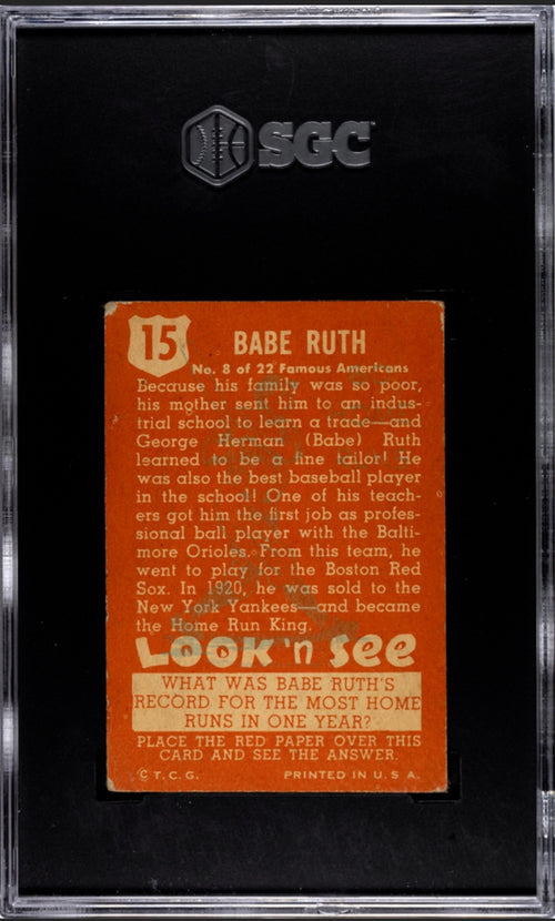 1952 Topps Babe Ruth - Look 'N See #15