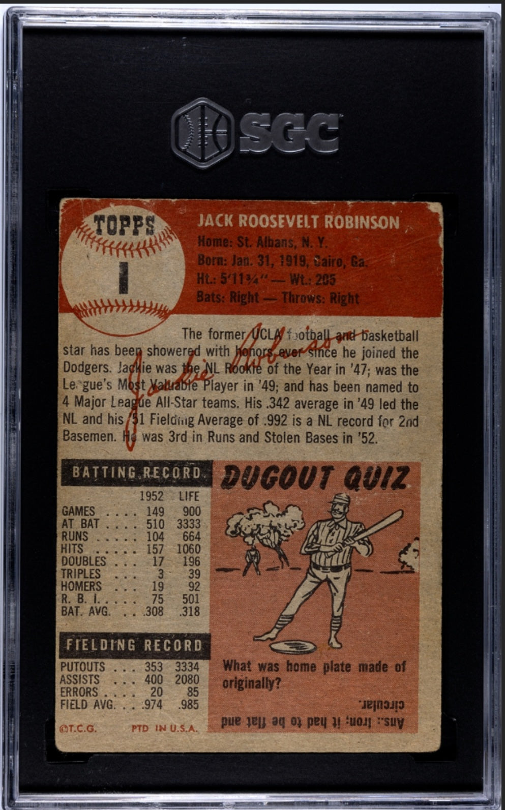 1953 Topps Jackie Robinson #1