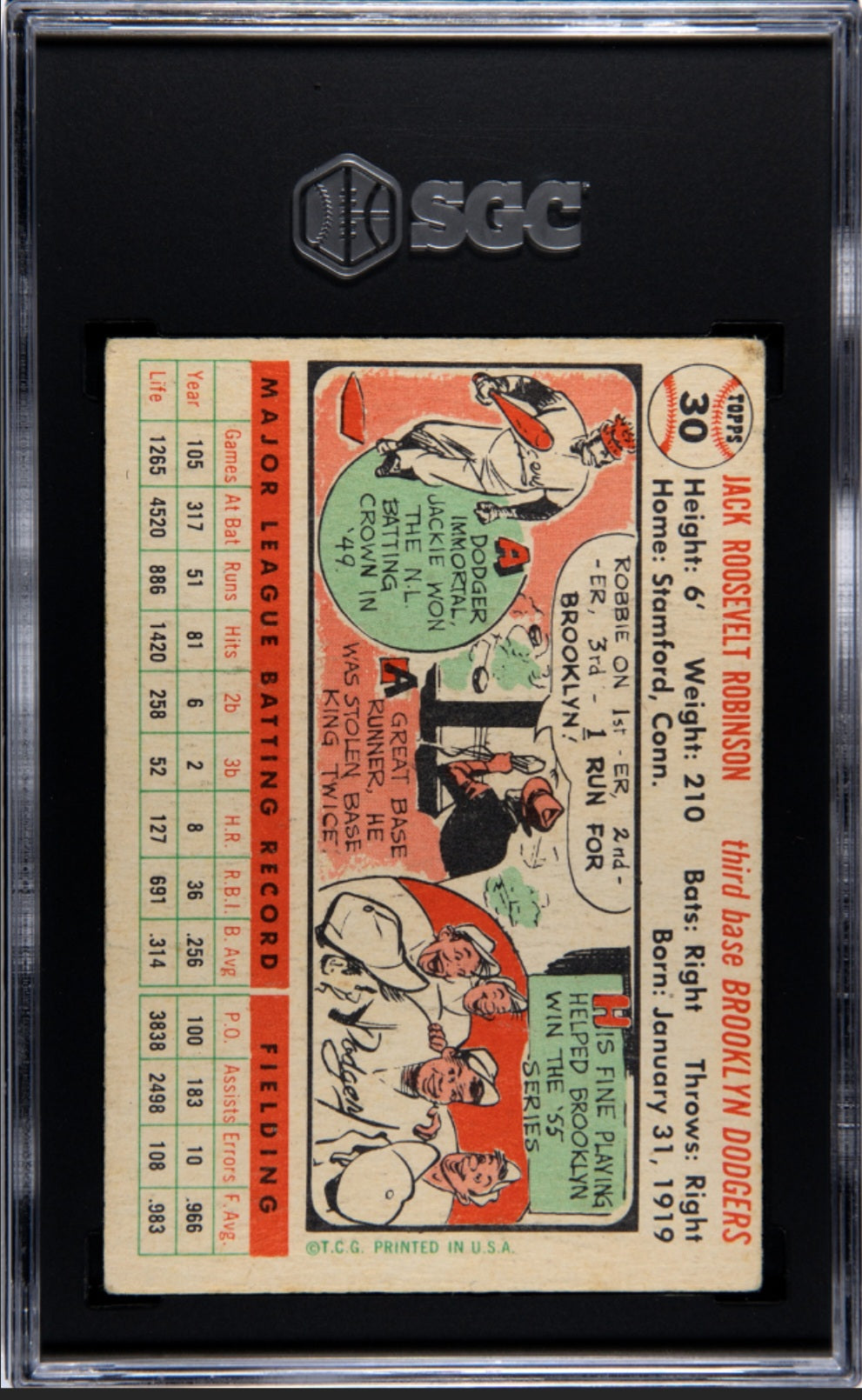 1956 Topps Jackie Robinson #30 (White Back)