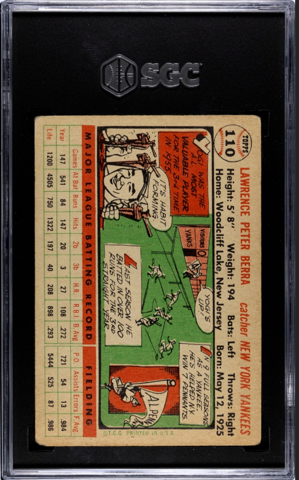 1956 Topps Yogi Berra #110 (White Back)