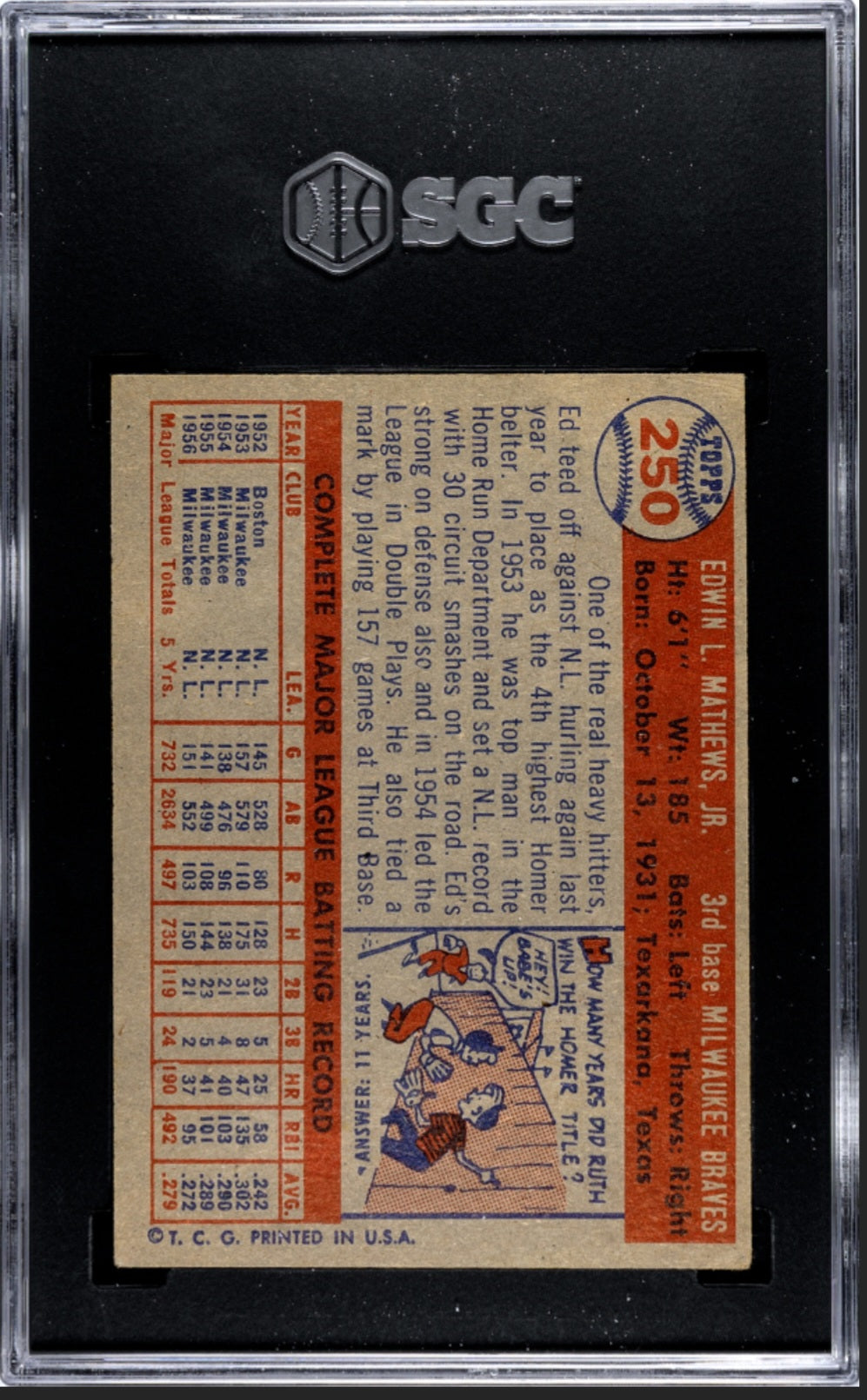 1957 Topps Eddie Mathews #250