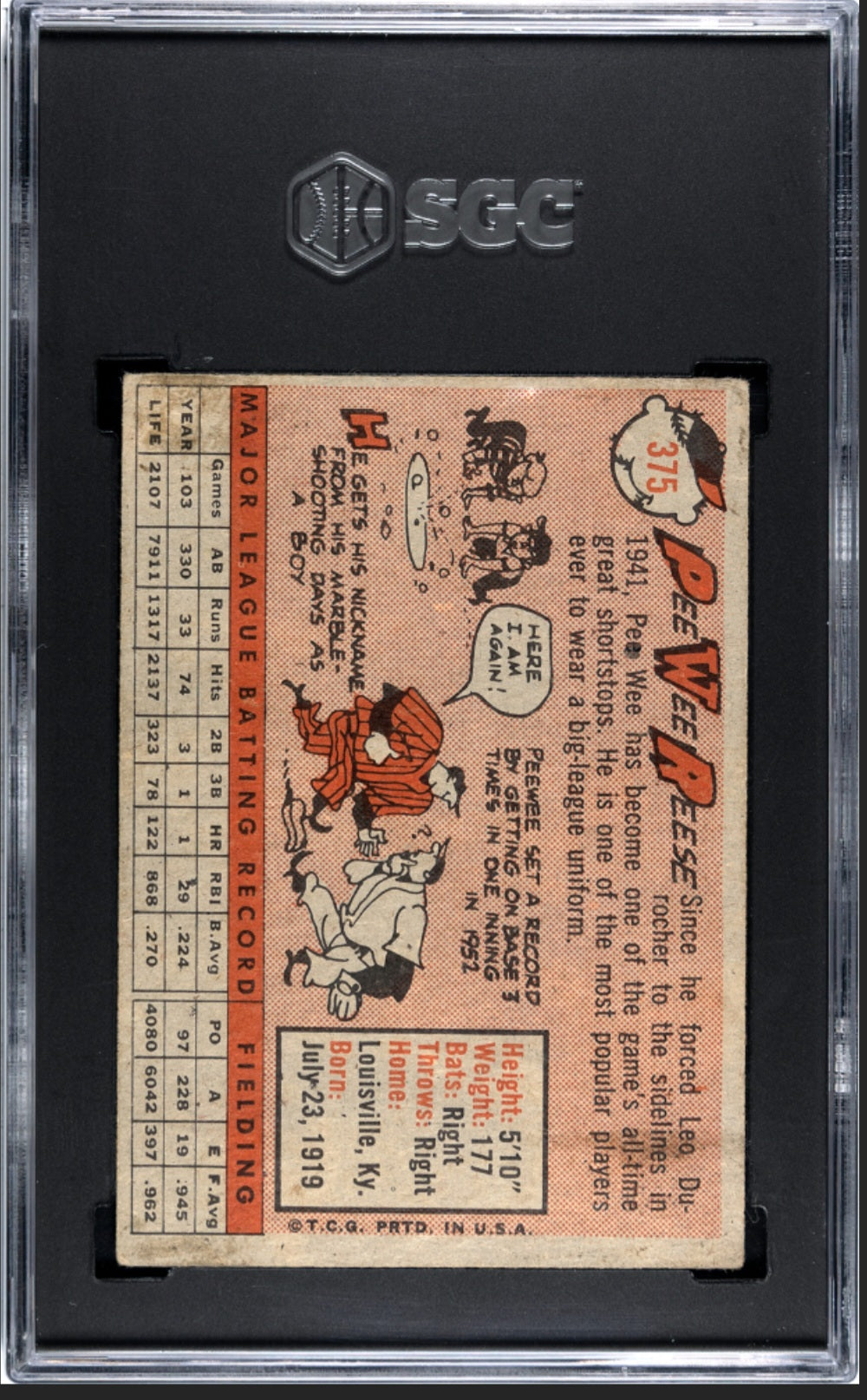 1958 Topps Pee Wee Reese #375
