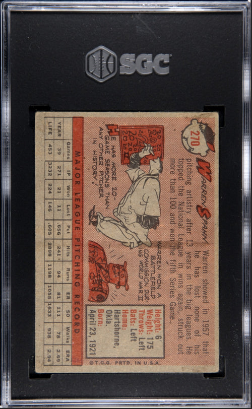 1958 Topps Warren Spahn #270