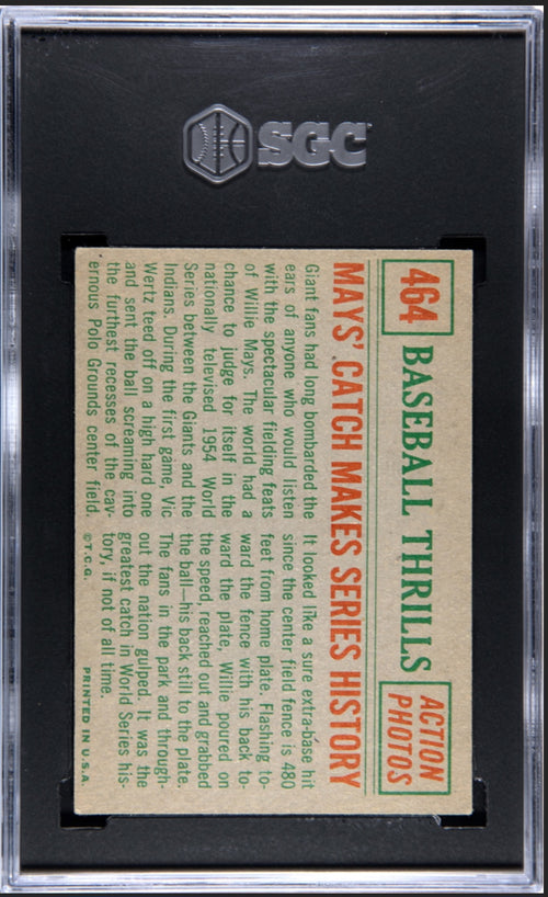 1959 Topps Willie Mays #464 - Mays' Catch Baseball Thrills