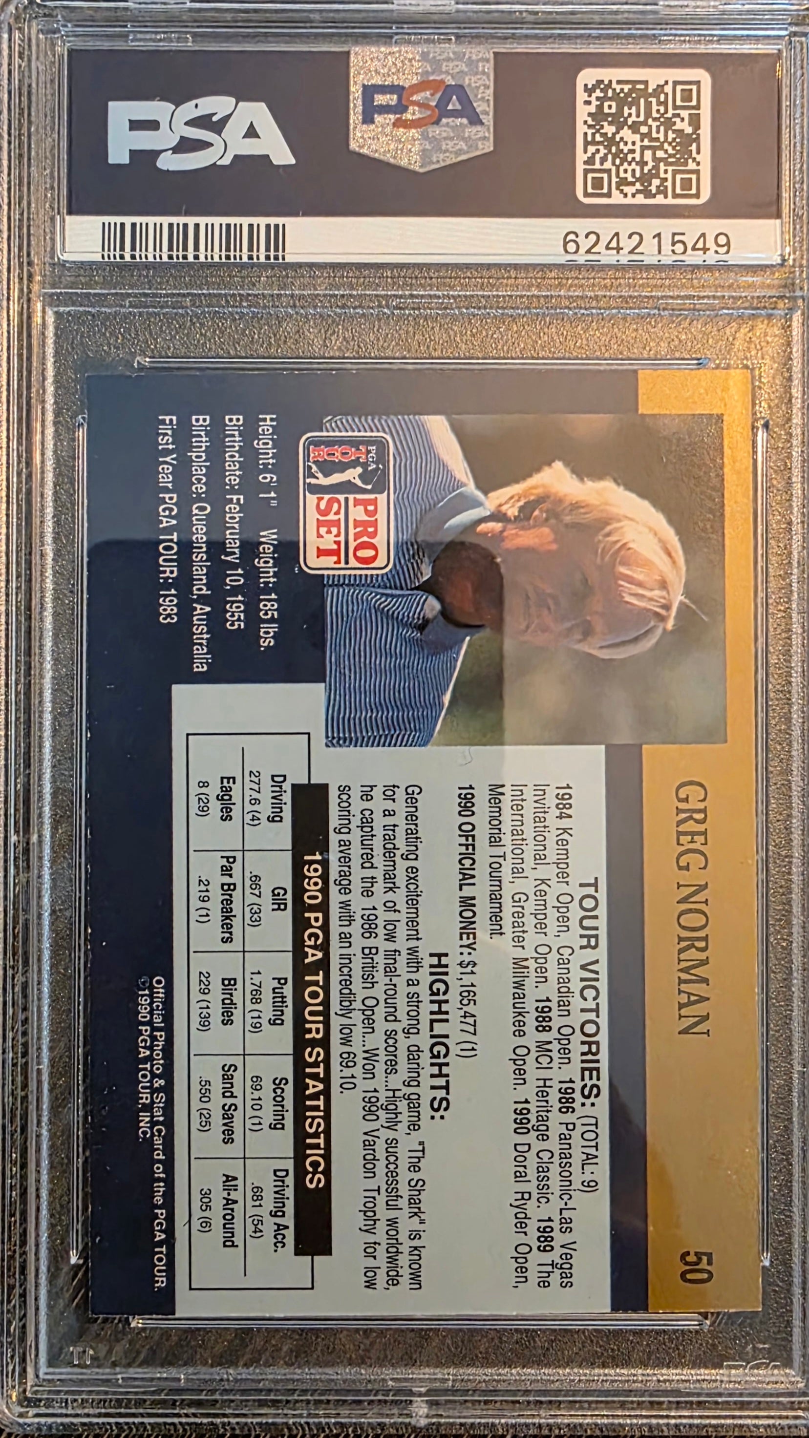 1990 PGA Tour Pro Set Greg Norman #50
