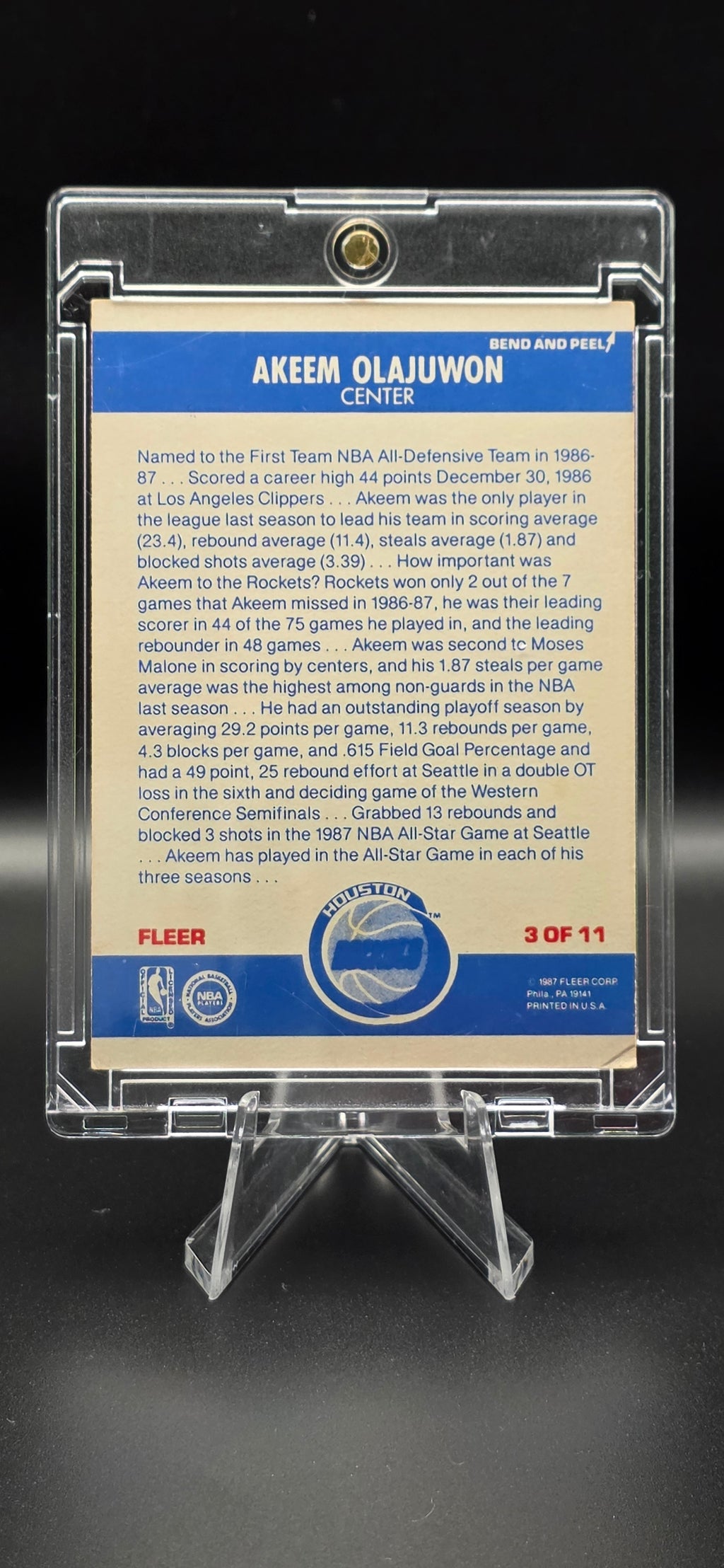 1987-88 Fleer Sticker Hakeem Olajuwon #3