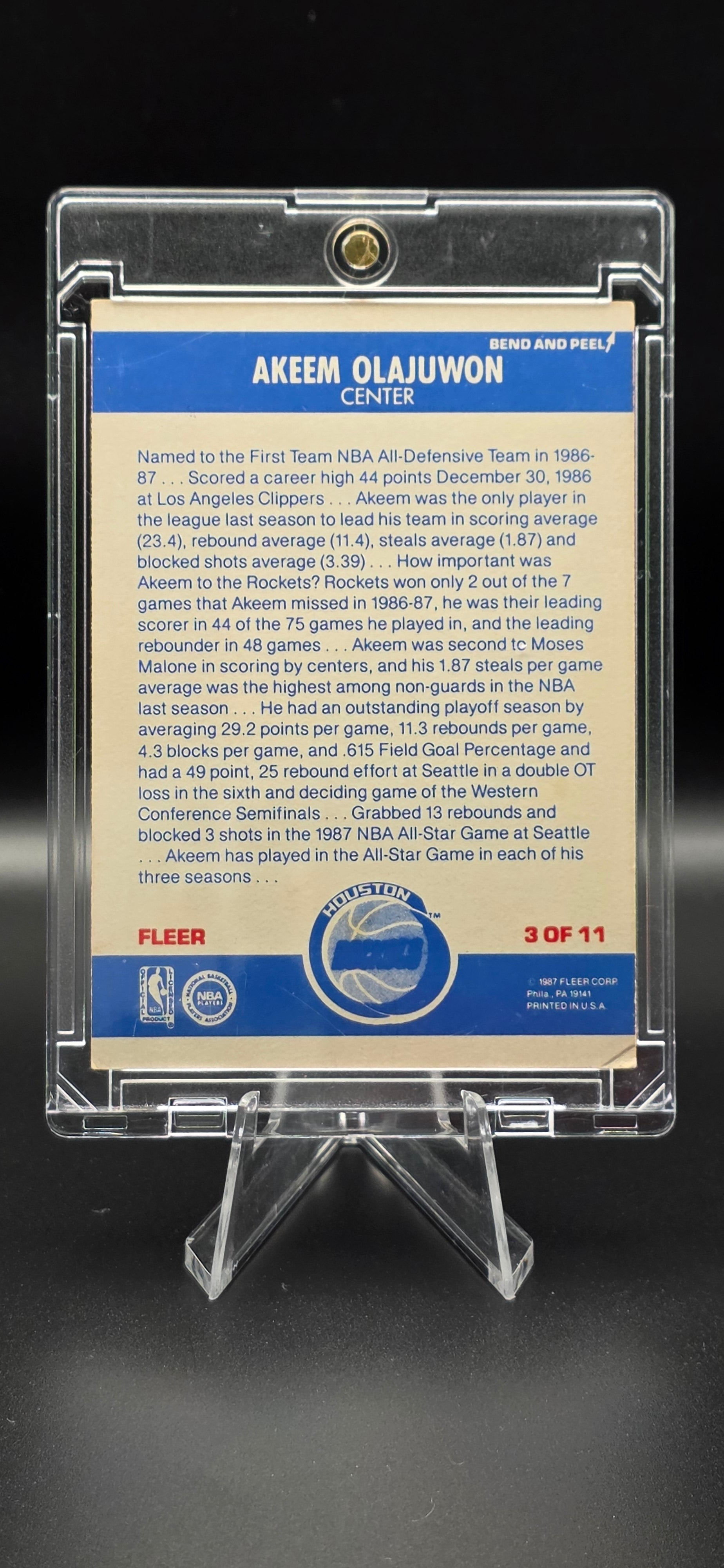 1987-88 Fleer Sticker Hakeem Olajuwon #3