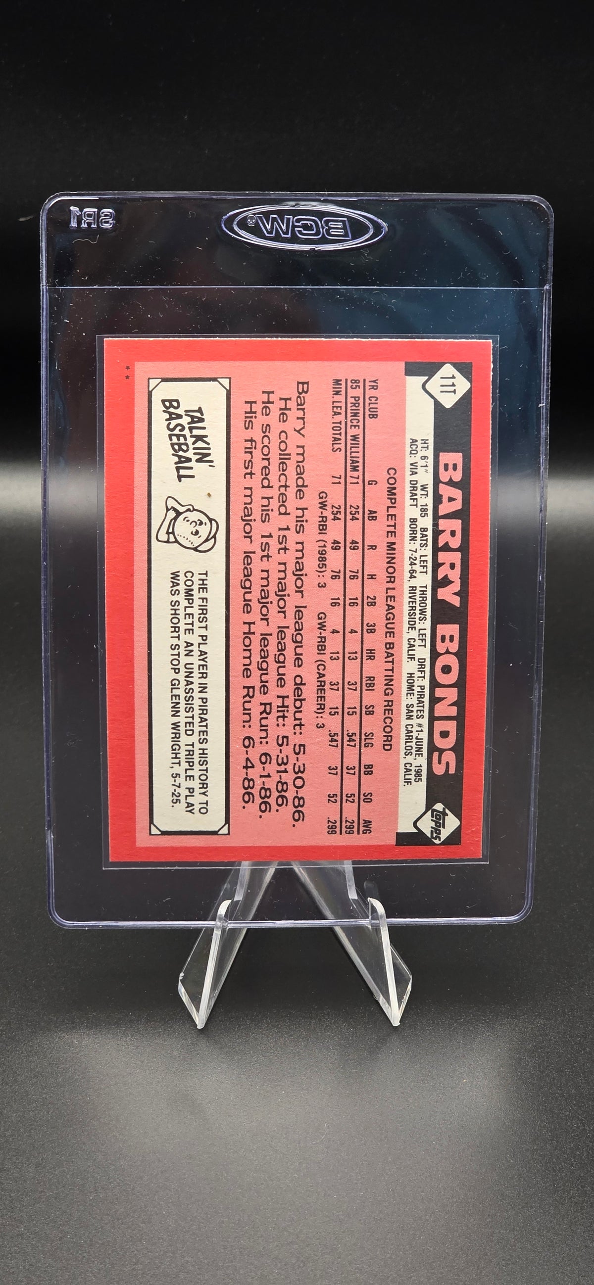 1986 Topps Traded Barry Bonds #11T (RC)