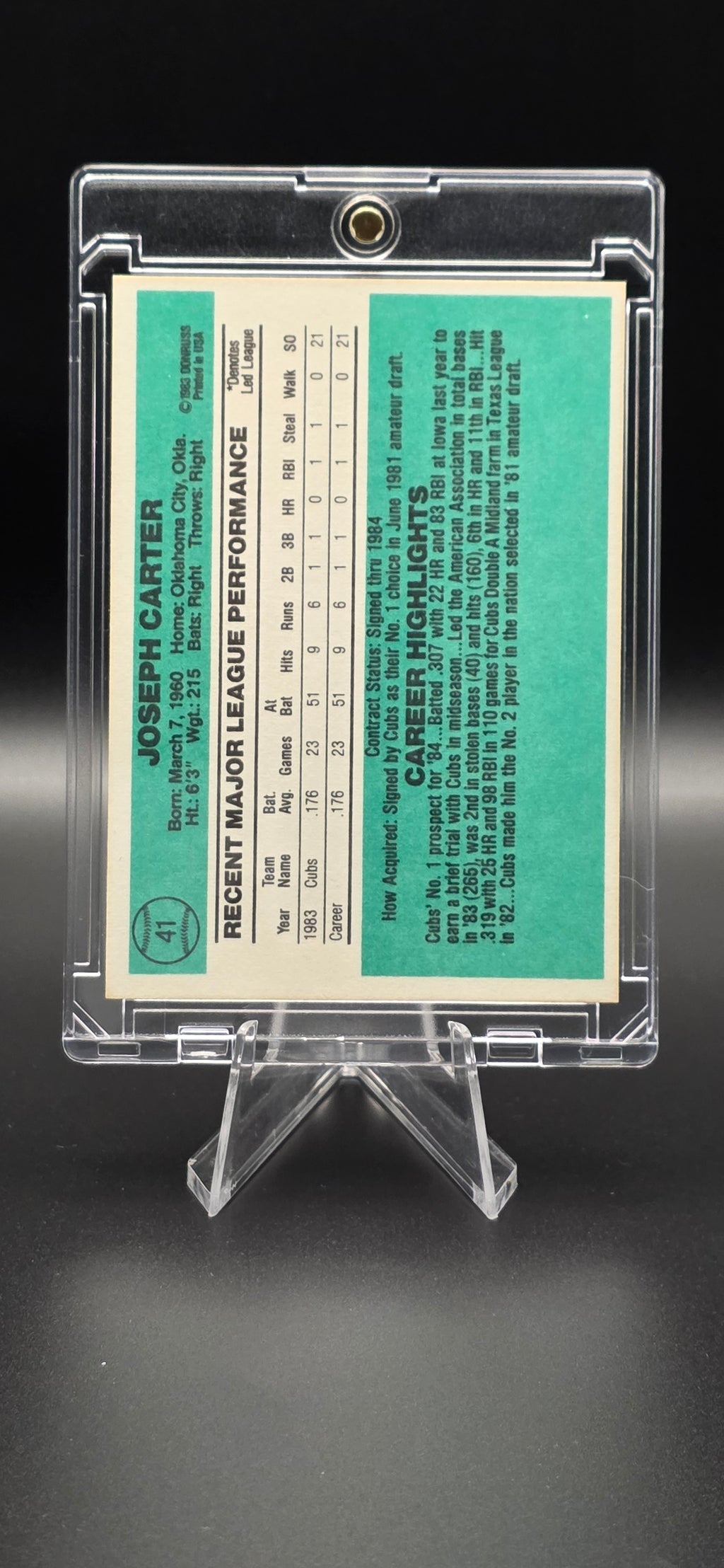 1984 Donruss Joe Carter #41