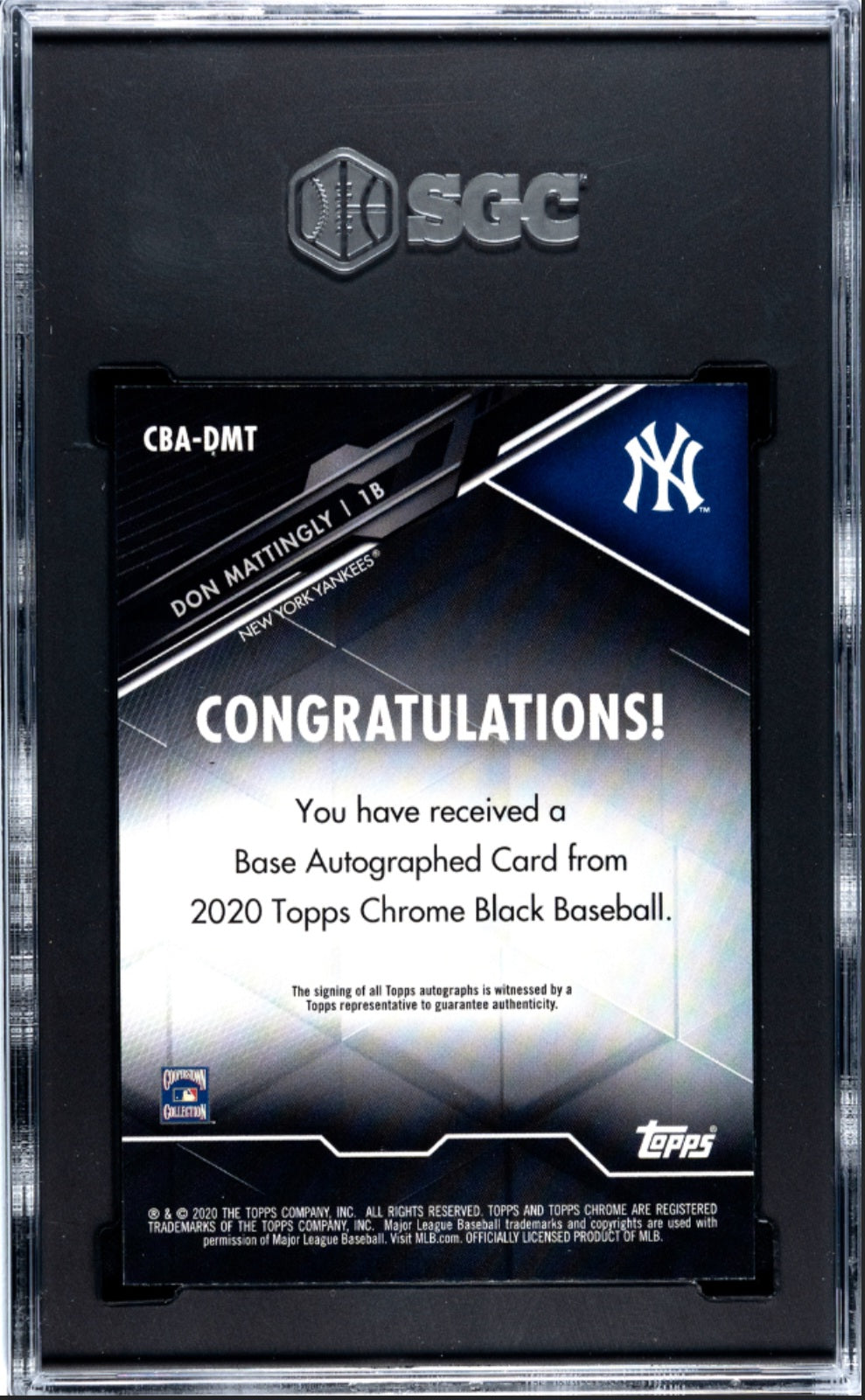 2020 Topps Chrome Black - Don Mattingly #CBA-DMT - Autographed Green Refractor (65 of 99)