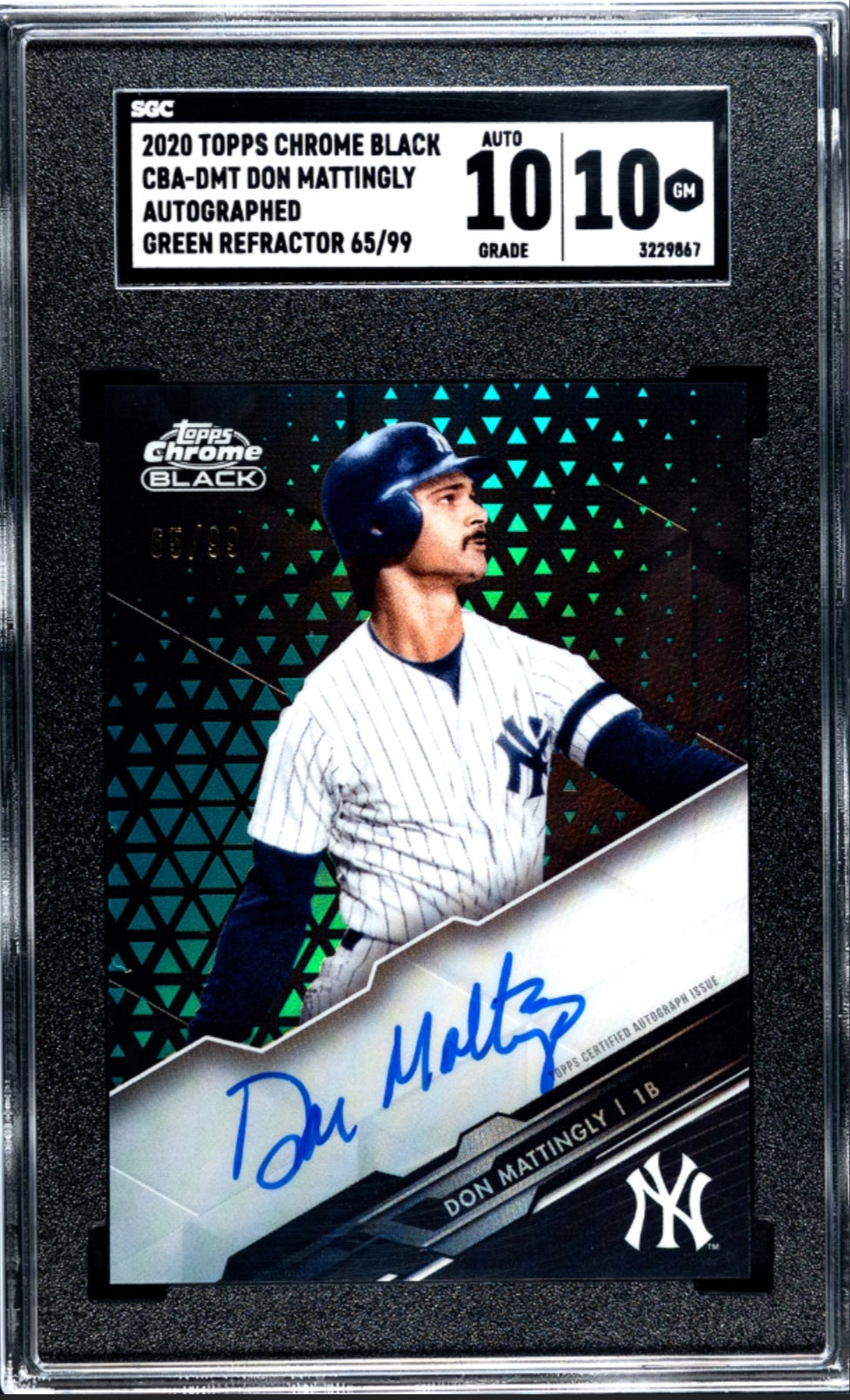 2020 Topps Chrome Black - Don Mattingly #CBA-DMT - Autographed Green Refractor (65 of 99)