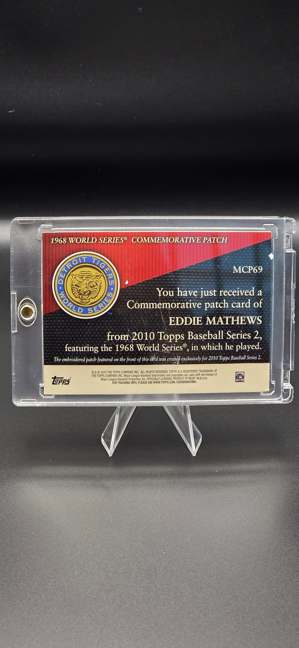 2010 Topps Eddie Mathews Commemorative Patch #MCP69