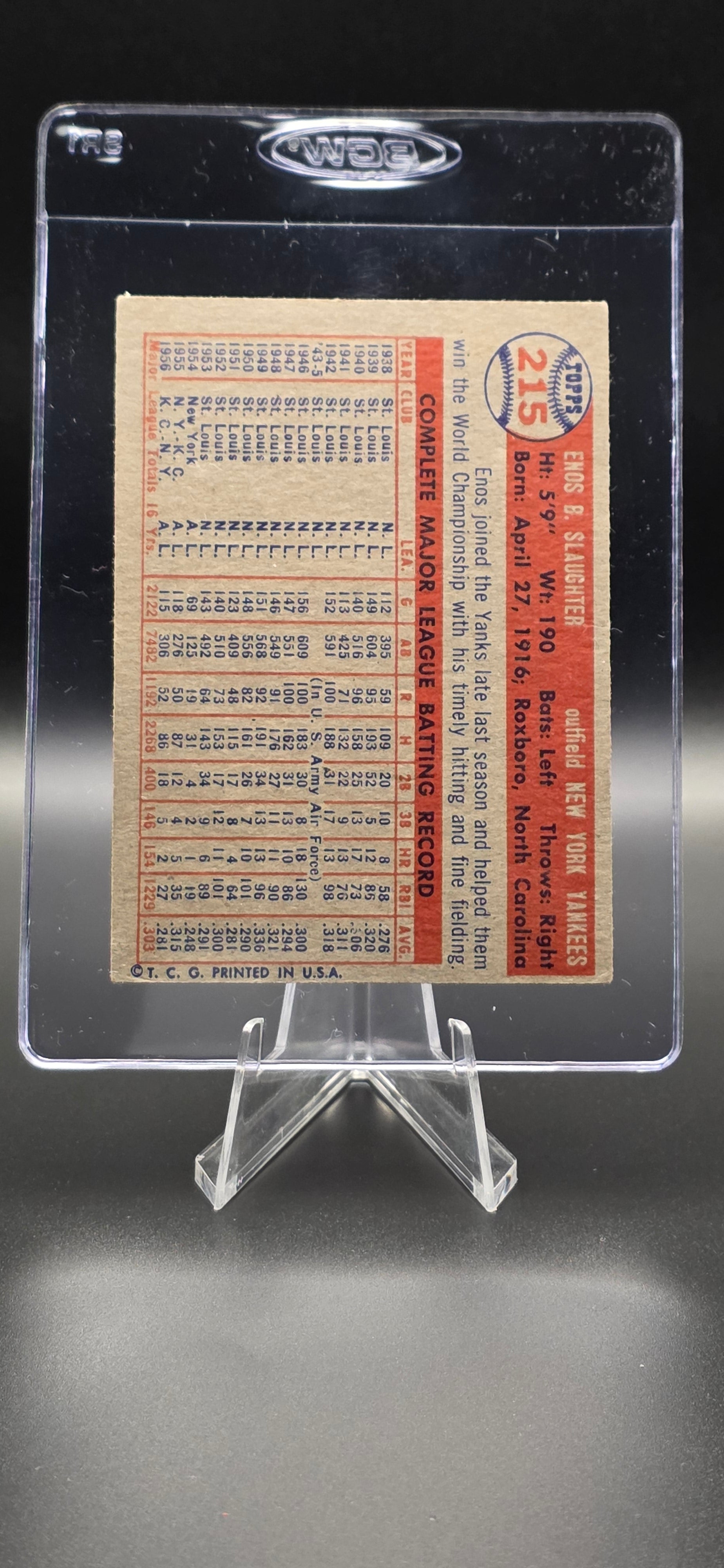 1957 Topps Enos Slaughter #215