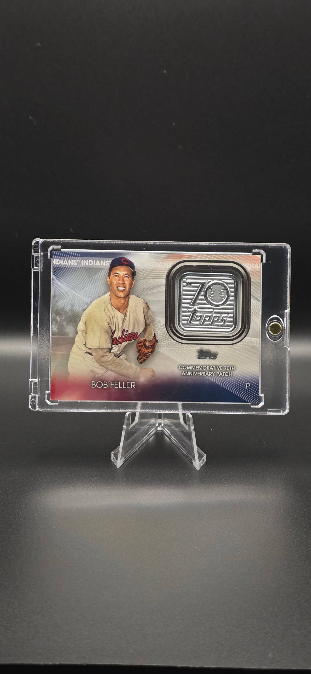 2021 Topps Series 2 70th Anniversary Manufactured Logo Patch Bob Feller #T70P-BF