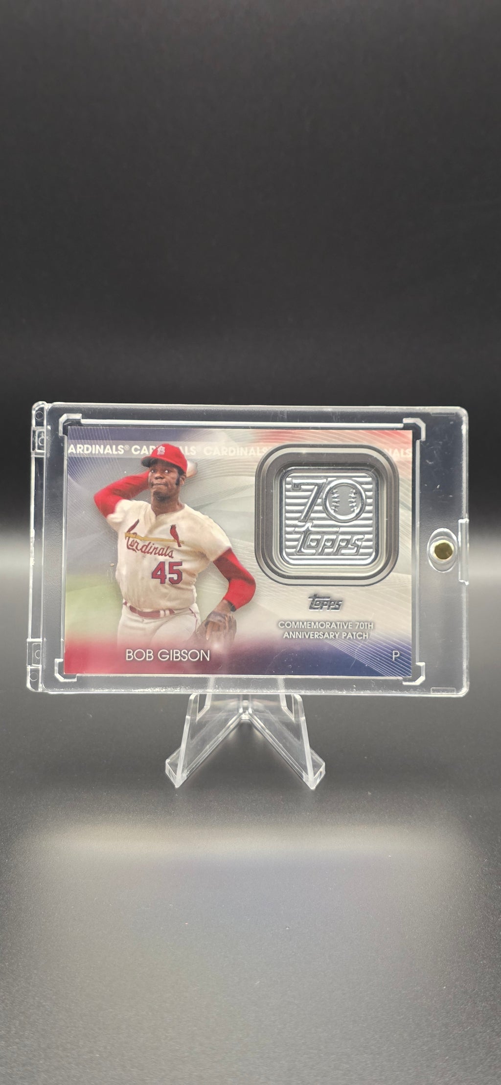 2021 Topps 70th Anniversary Manufactured Logo Patch Bob Gibson #70LP-BG