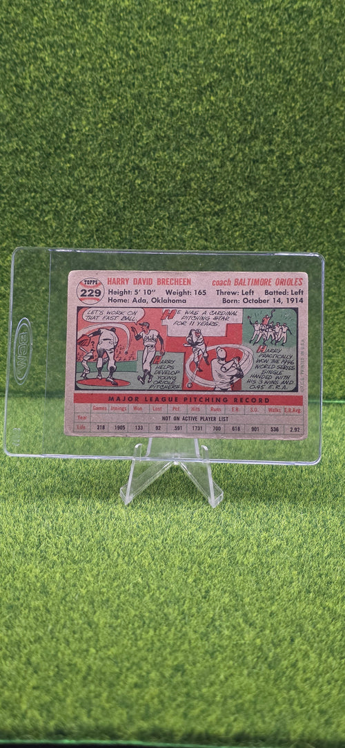 1956 Topps - Harry Brecheen #229 (Gray Back) Autographed