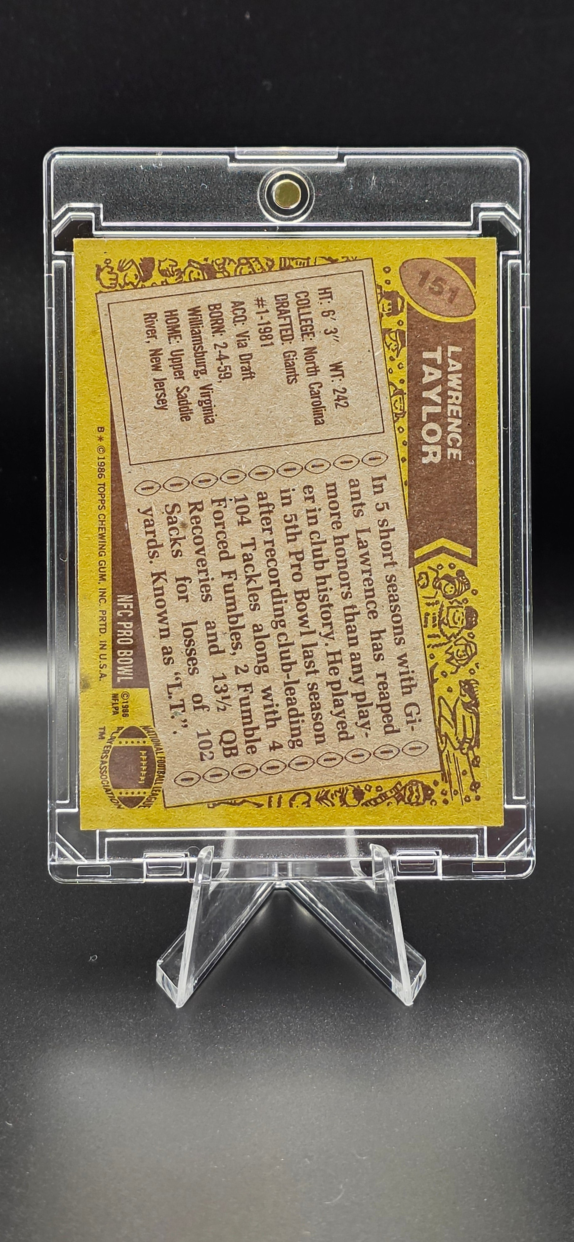 1986 Topps Lawrence Taylor #151