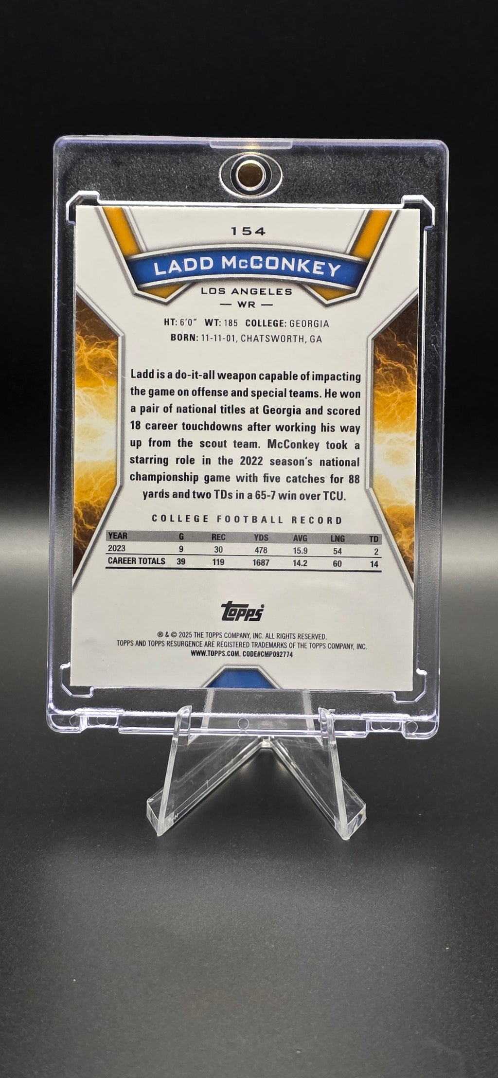 2024 Topps Resurgence Yellow Surge Refractor Rookie Ladd McConkey #154 (178 of 225)