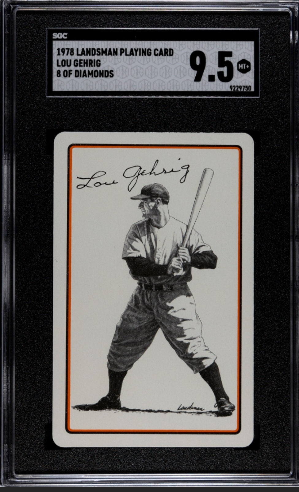 1978 Landsman Playing Cards - Lou Gehrig - 8 of Diamonds