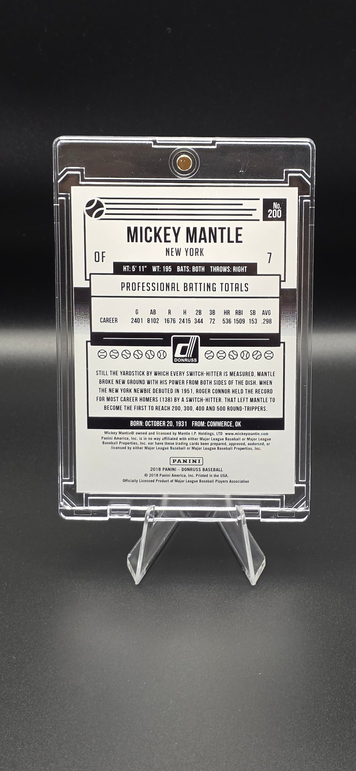 2018 Panini Donruss Variations Mickey Mantle #200