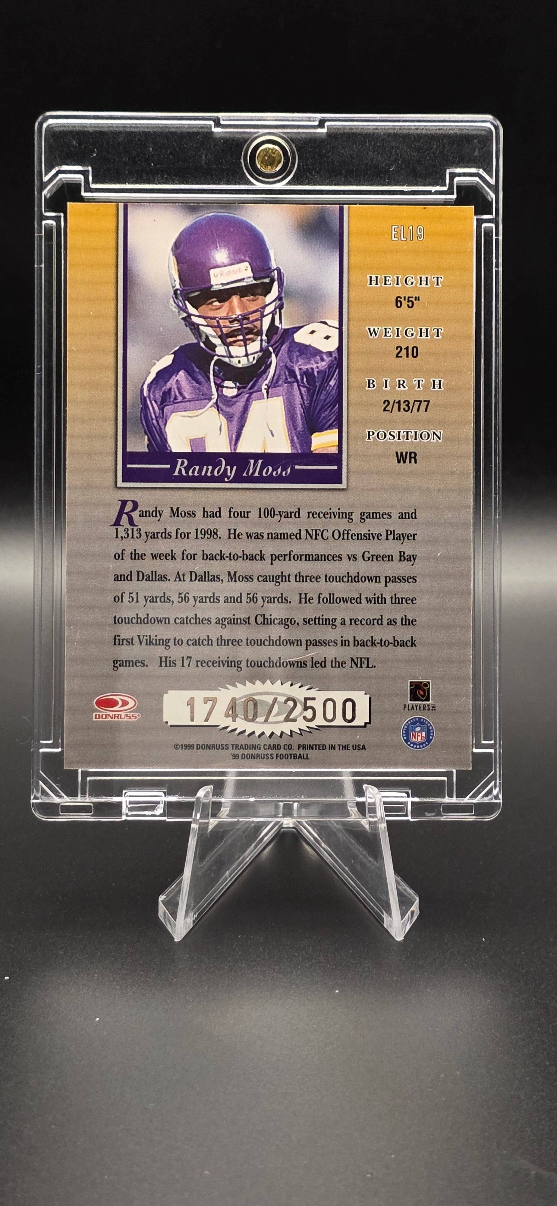 1999 Donruss Elite Inserts - Randy Moss #EL19 (1740 of 2500)