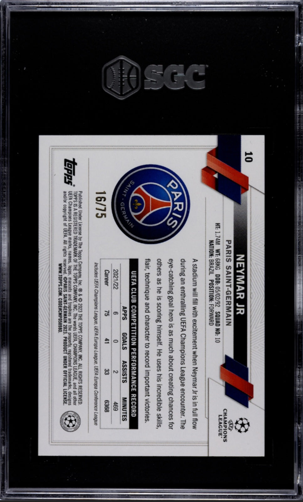 2022-23 Topps Carnaval UCC - Neymar Jr. #10 Green Samba (16 of 75)