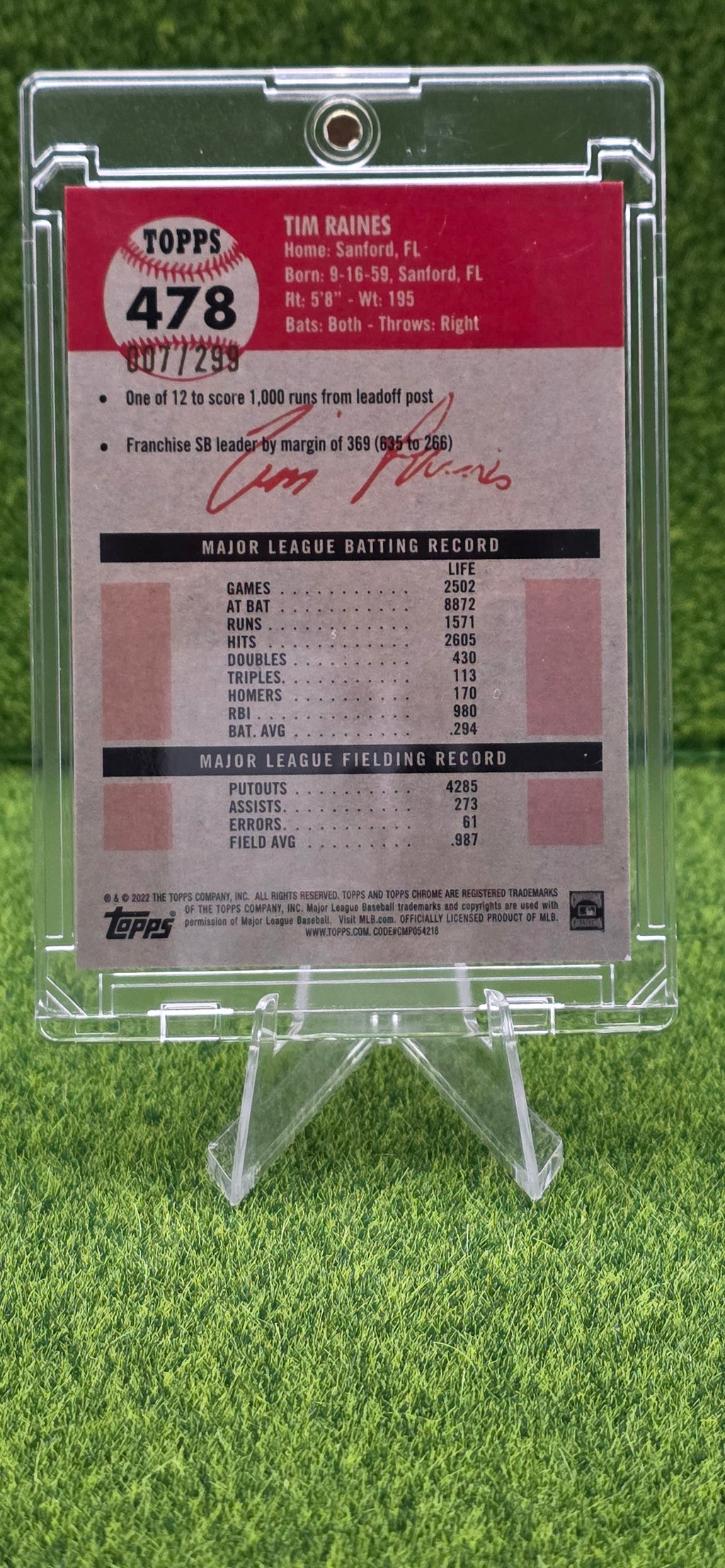 2022 Topps Chrome Platinum Anniversary Aqua Lava Refractor - Tim Raines #478 (007 of 299)