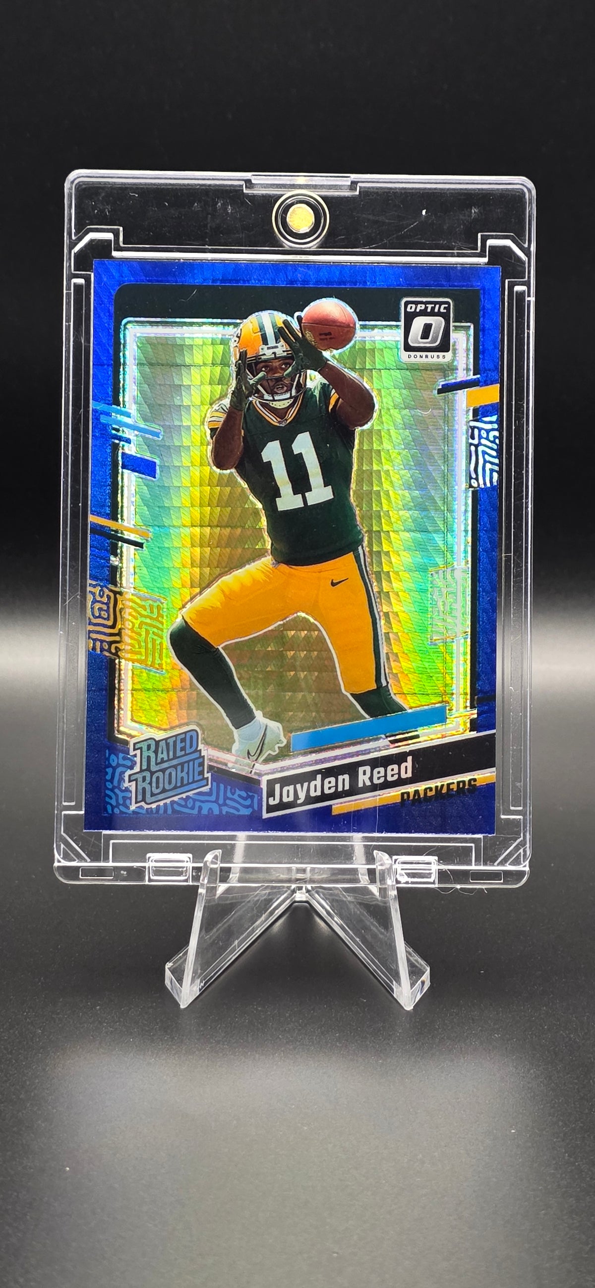 2023 Panini Donruss Optic Rated Rookie Blue Hyper Prizm Jayden Reed #239 (RC)