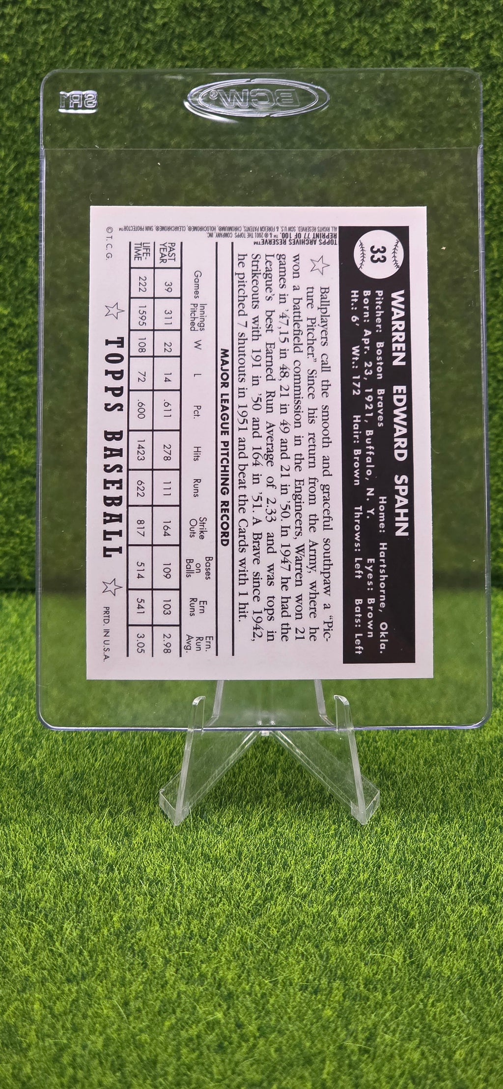 2001 Topps Archives Reserve - Warren Spahn #77