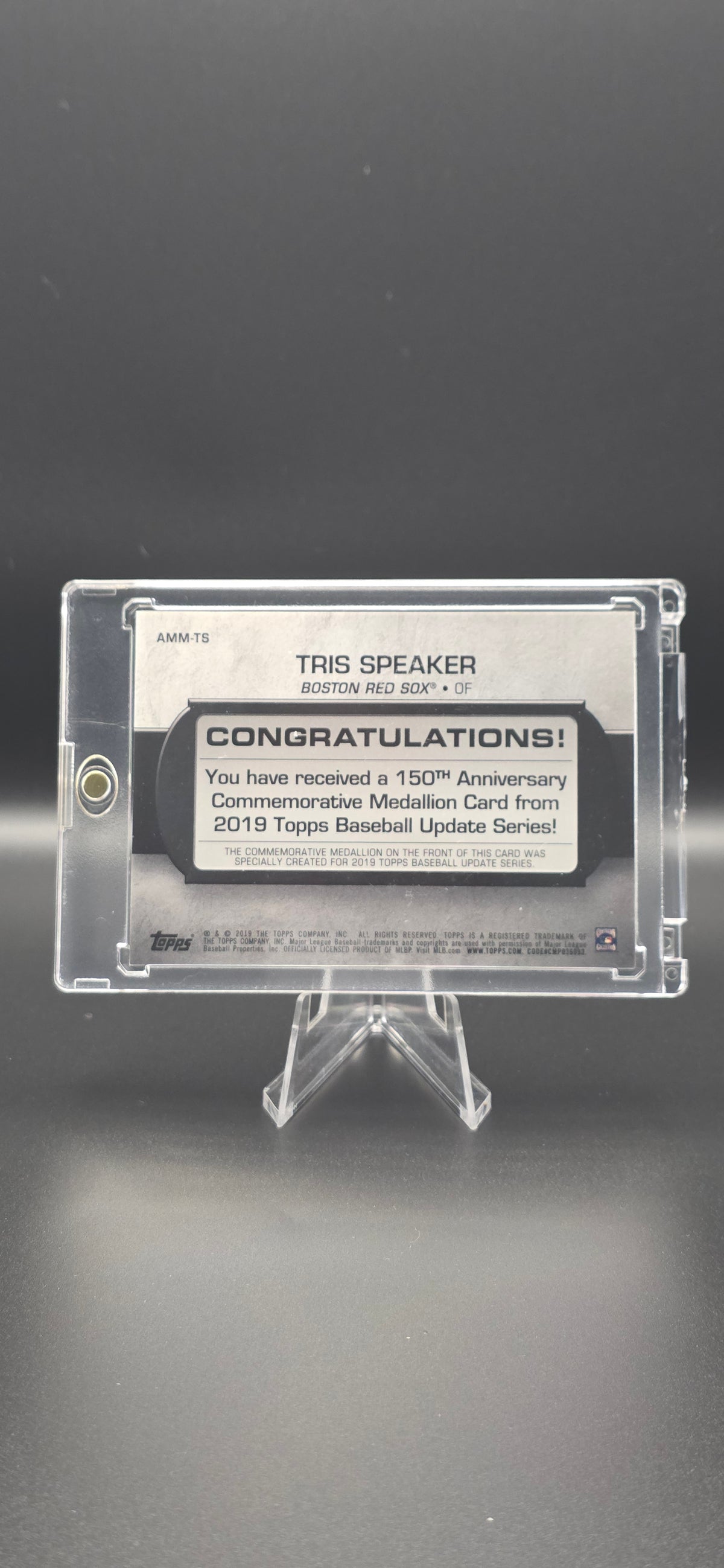 2019 Topps 150th Anniversary Manufactured Medallion Tris Speaker #AMM-TS