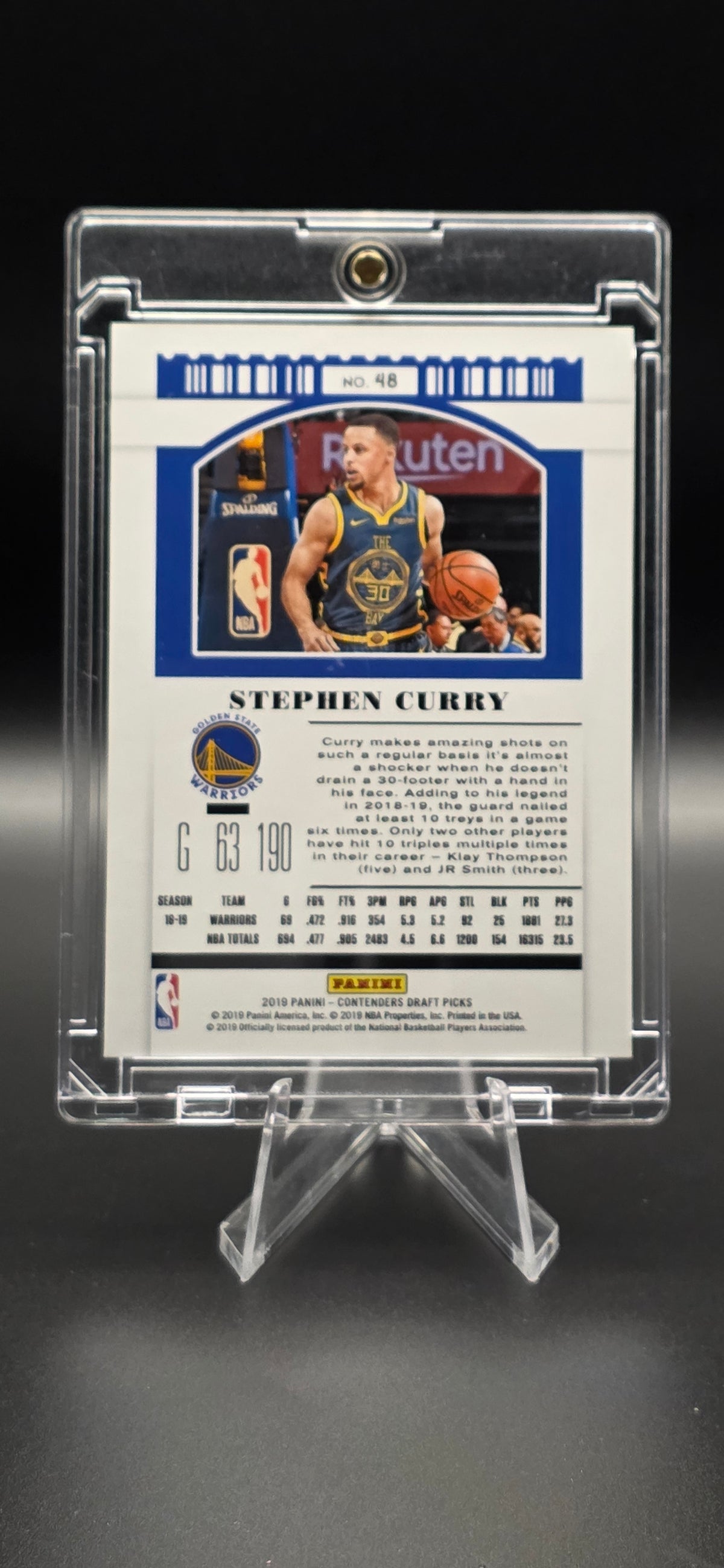 2019-20 Panini Contenders Draft Ticket Blue Foil Stephen Curry #48