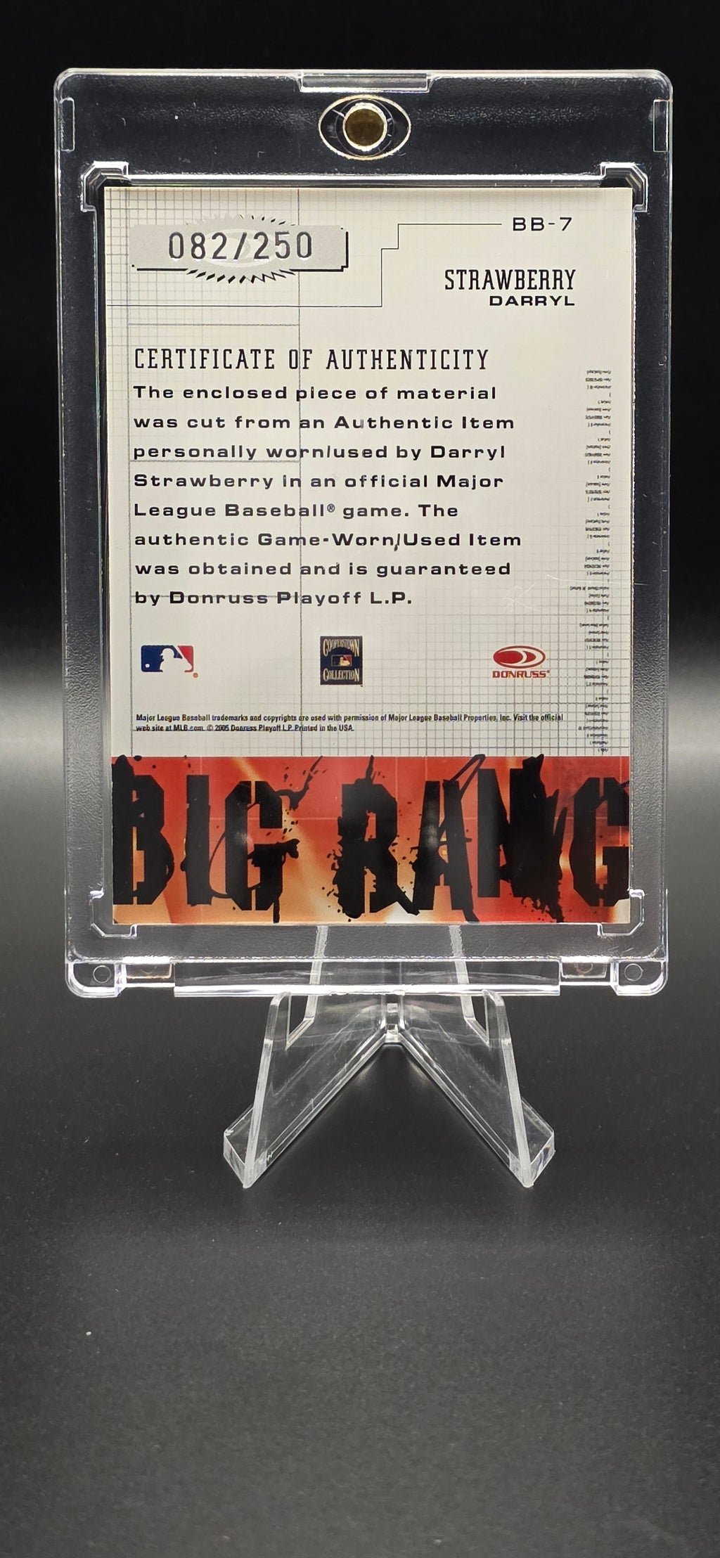 2005 Donruss Leather & Lumber - Big Bang Jerseys Darryl Strawberry #BB-7 (082 of 250)
