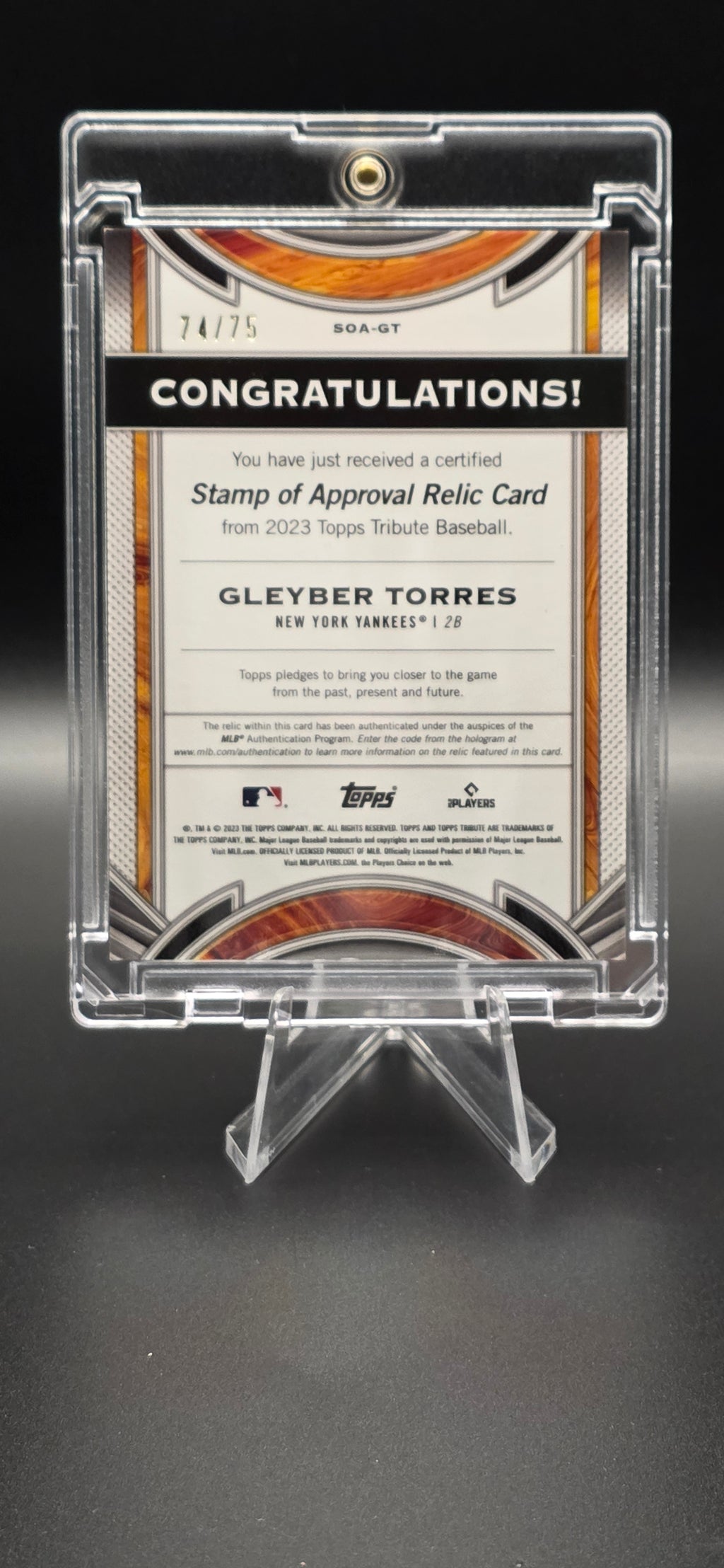 2023 Topps Tribute - Stamp of Approval Relics Gold Gleyber Torres #SOA-GT (74 of 75)