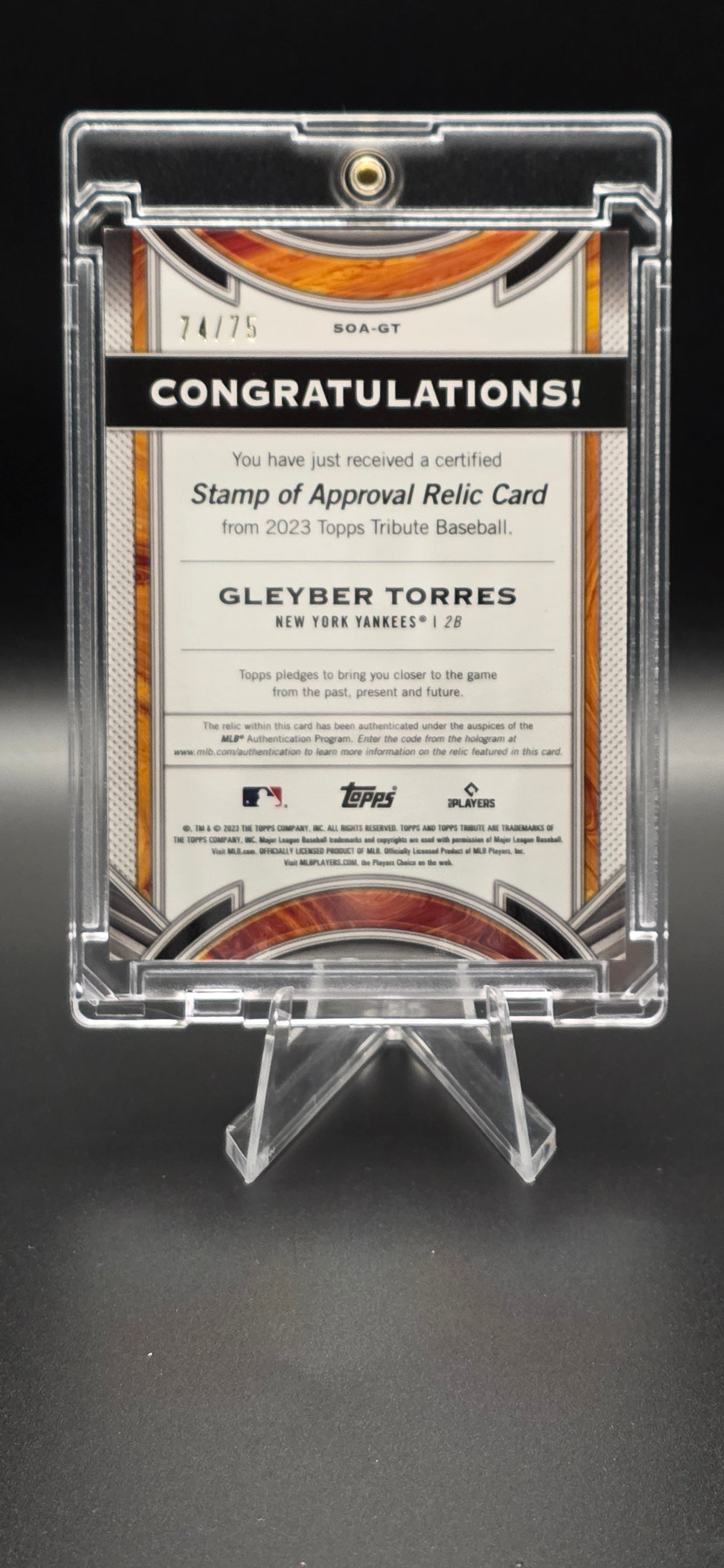 2023 Topps Tribute - Stamp of Approval Relics Gold Gleyber Torres #SOA-GT (74 of 75)