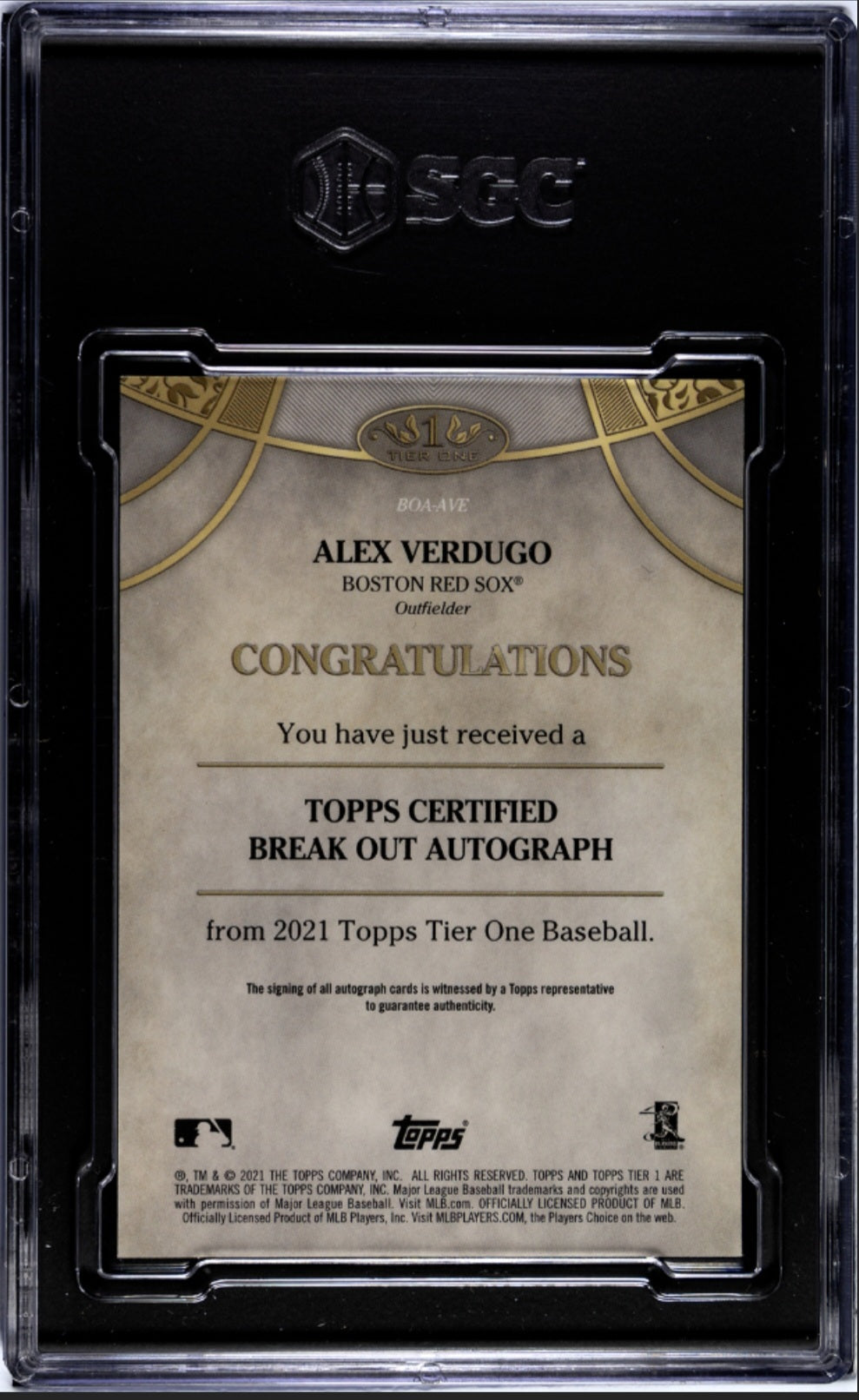 2021 Topps Tier One Alex Verdugo Breakout Autograph #BOA-AVE (209 of 300)