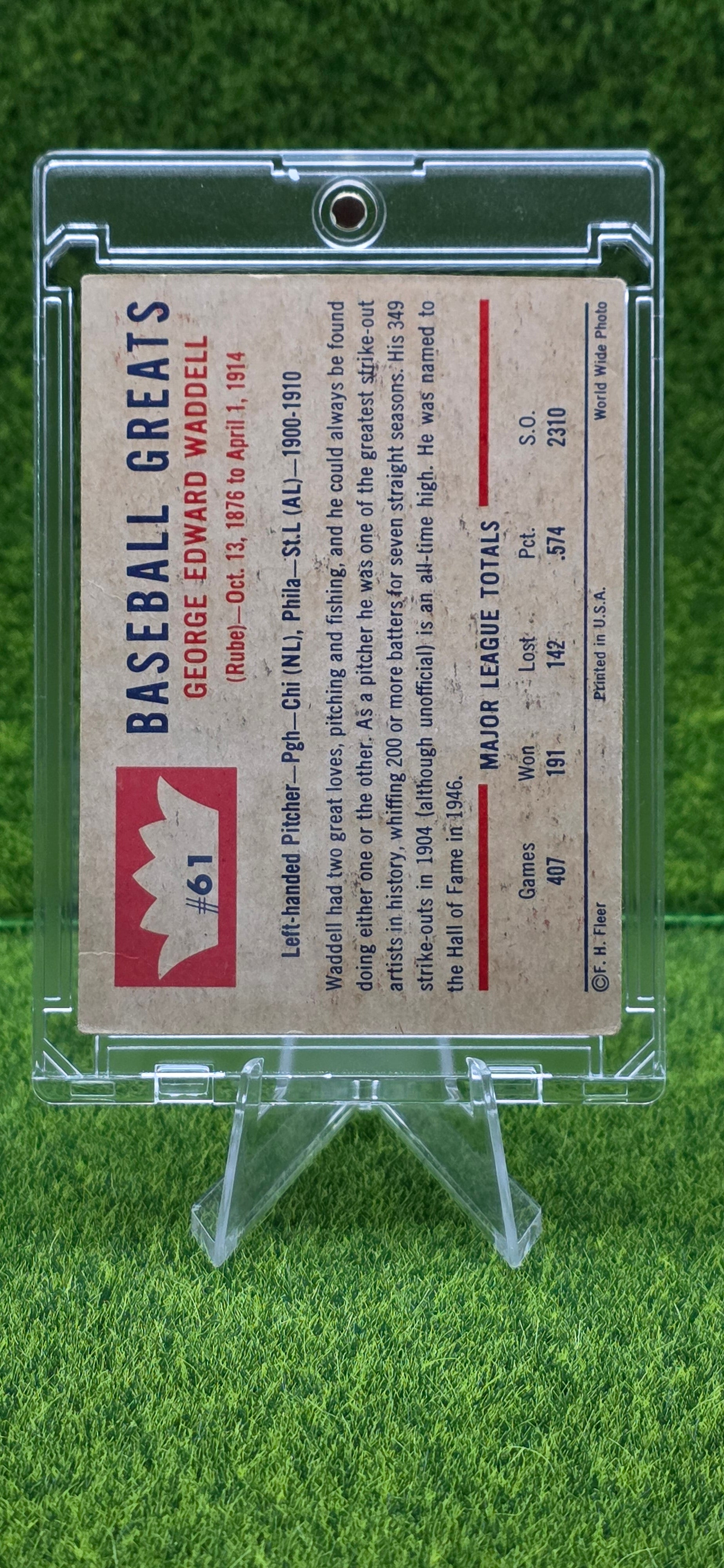 1960 Fleer Baseball Greats Rube Waddell #61