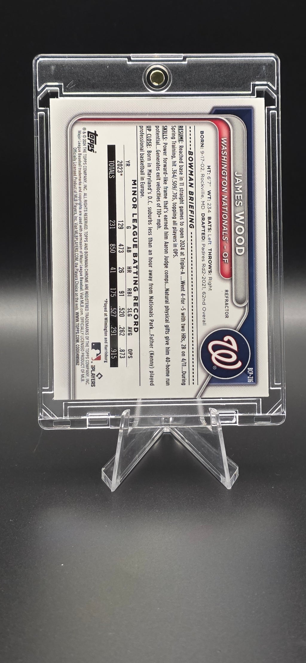 2024 Bowman Chrome Prospects Refractor James Wood #BCP-216 (096 of 499)