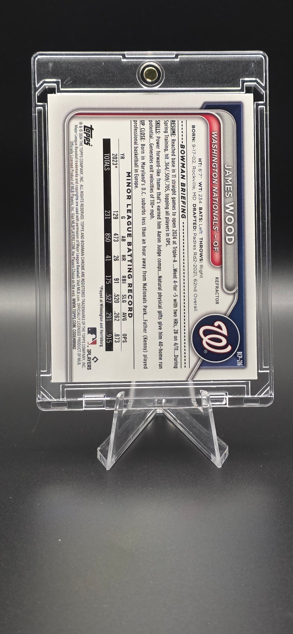 2024 Bowman Chrome Prospects Refractor James Wood #BCP-216 (096 of 499)