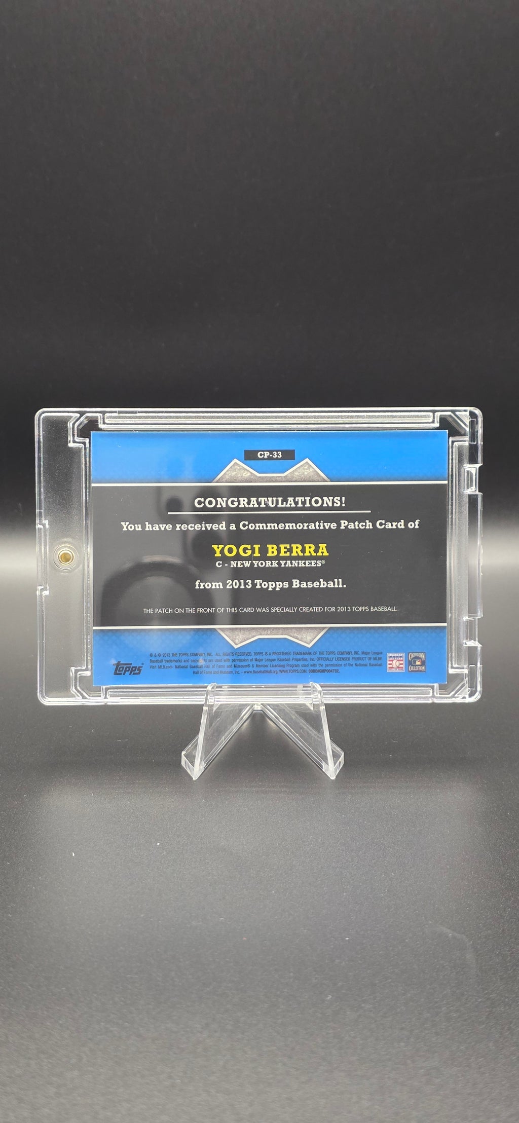 2013 Topps Manufactured Commemorative Patch - Yogi Berra #CP-33